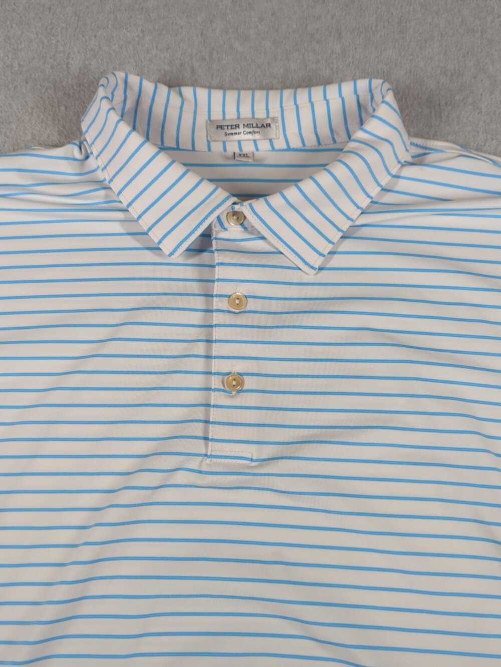 Peter Millar Summer Comfort Polo Shirt Men's 2XL Stripe Drum Performance Jersey